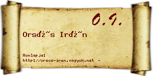Orsós Irén névjegykártya