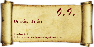 Orsós Irén névjegykártya